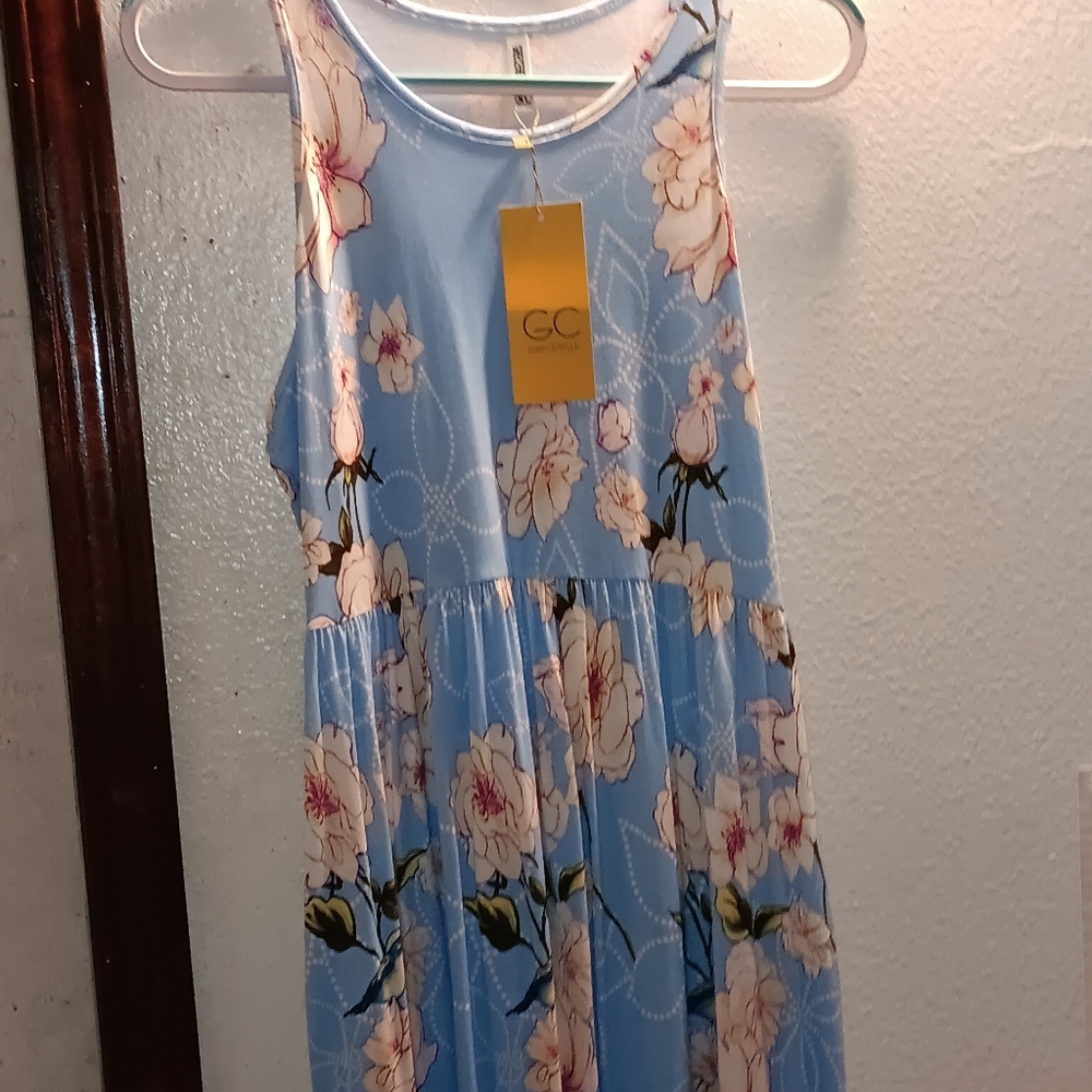 Grecerelle XL Blue Floral Maxi Dress